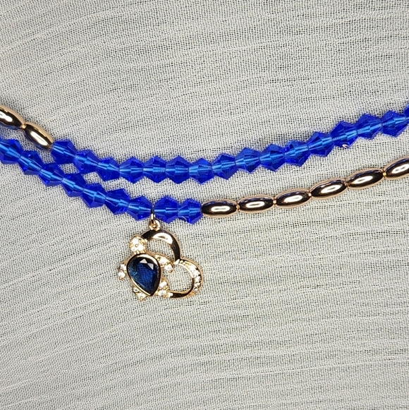 Turtle Bracelet w Double Blue Bead Adjustable Band NWT 💙 - Picture 1 of 2